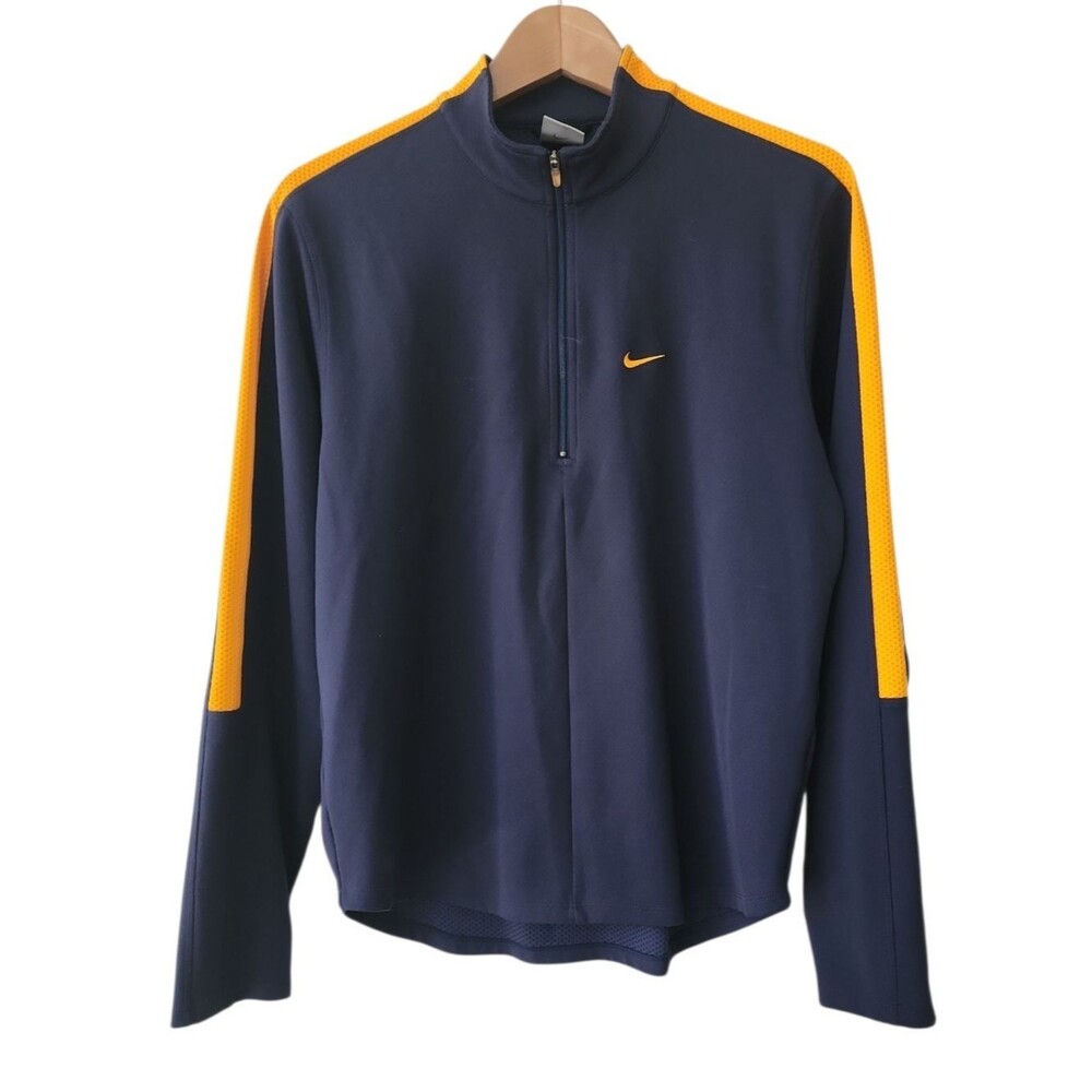 Nike Quarter Zip Pullover Mens Small Dri-FIT Blue Long Sleeve Athletic Top